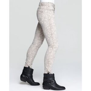 Vintage Free People Tan Cream Floral Rose Skinny Jeans Pants